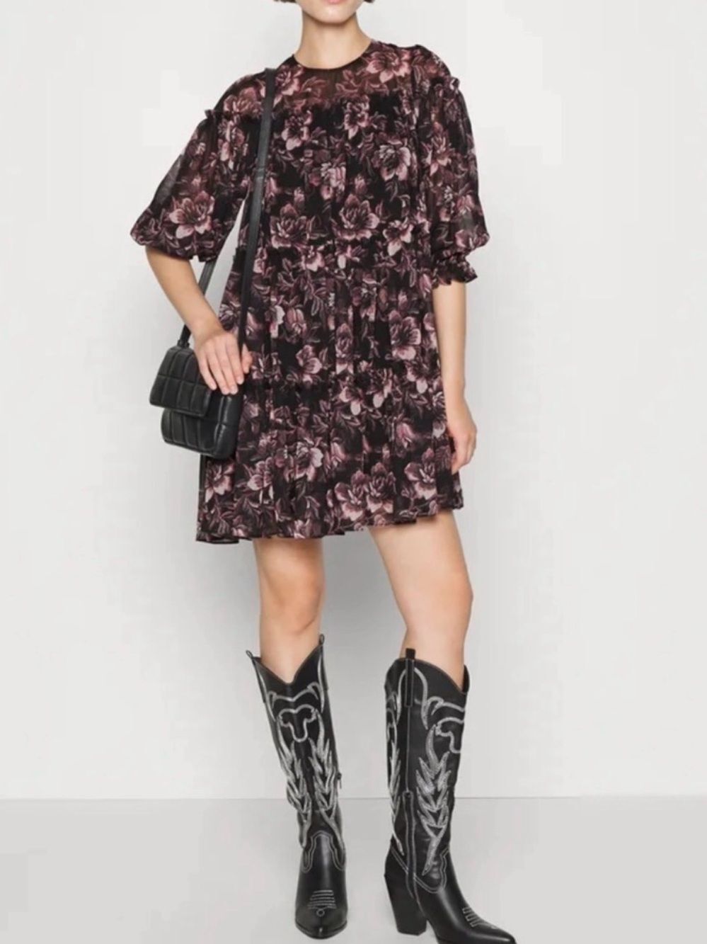 Ted Baker Printed Tiered Mini Swing Dress size 0